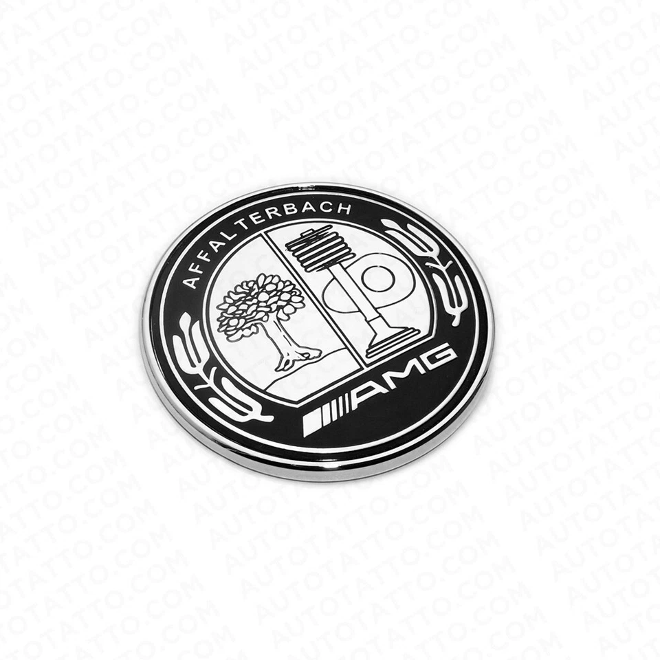Universal Mercedes Sport Black Hood Laurel Adhesive Badge Logo Emblem AMG Tree - Image 2 of 4