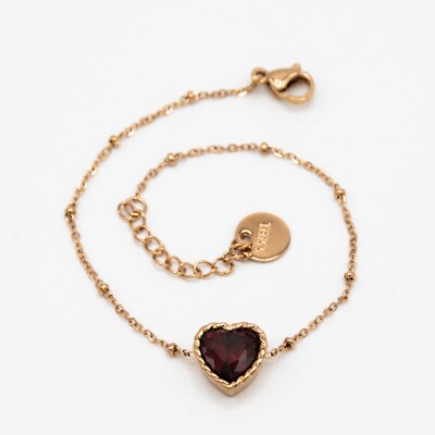 Armband ''Venus'' aus kupferfarbenem Stahl mit rotem Herz Cod. VX.19