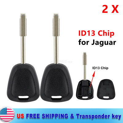 2x Uncut Ignition Transponder Key Blade ID13 Chip For Jaguar XJR XJS XK8 XKR