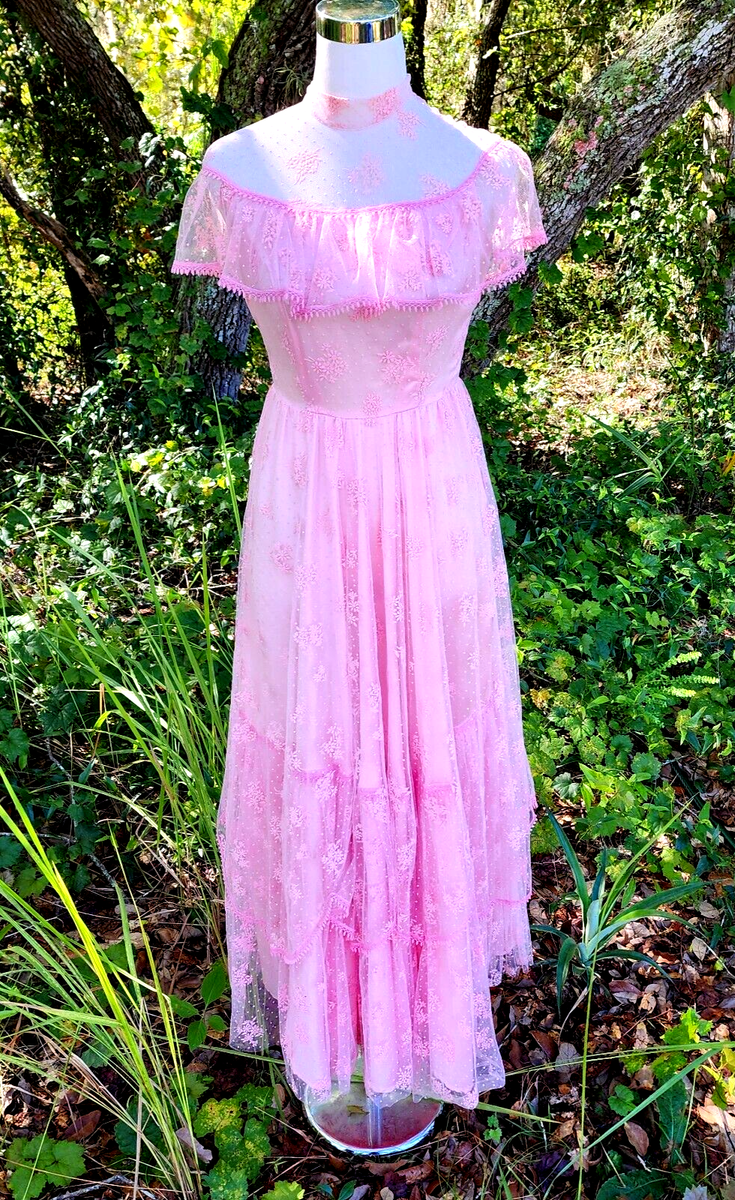 knee length dresses for ladies Pink Lace Underlay High Neck Dress, 12/L main image 1