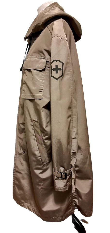 Gabardina Victorinox Swiss Army Hombre Beige Midi Lluvia Con Capucha Desmontable Talla L Foto 3 de 4