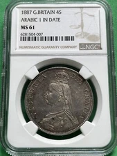 1887 GB Queen Victoria 4S ARABIC 1 IN DATE NGC MS 61 Beautiful Vicky Toner