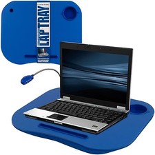 Lap Desk with Light LED Computers, Tablet Cup Holder Blue Soft Mold Pen Holder