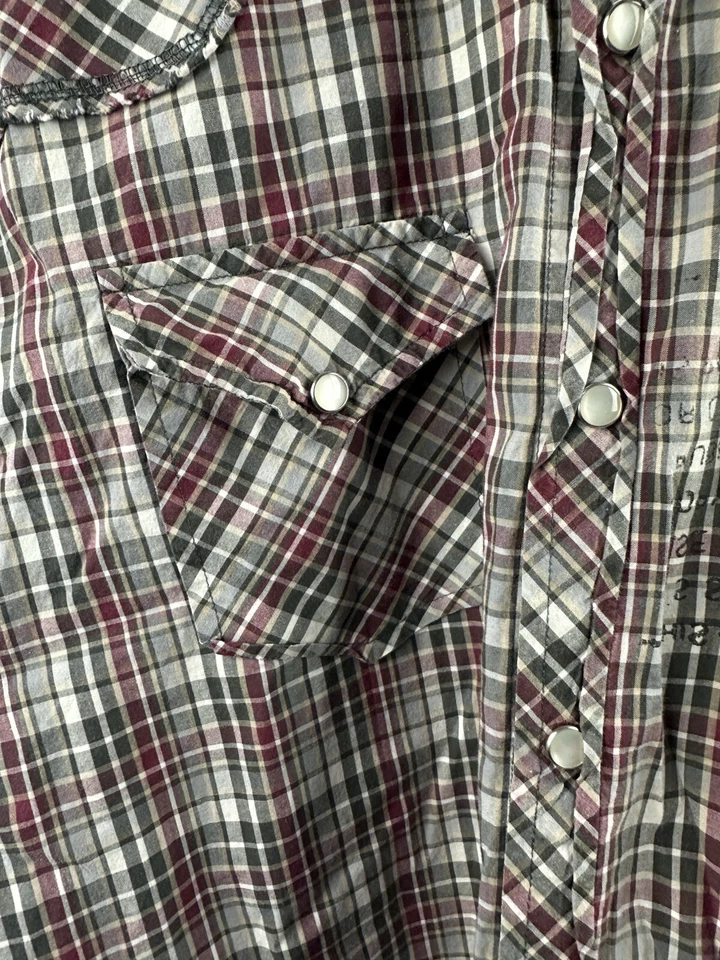 Vintage Guess Jeans Men’s Multicolor Plaid Western Button-Down Shirt Size Large - Image 4 of 4