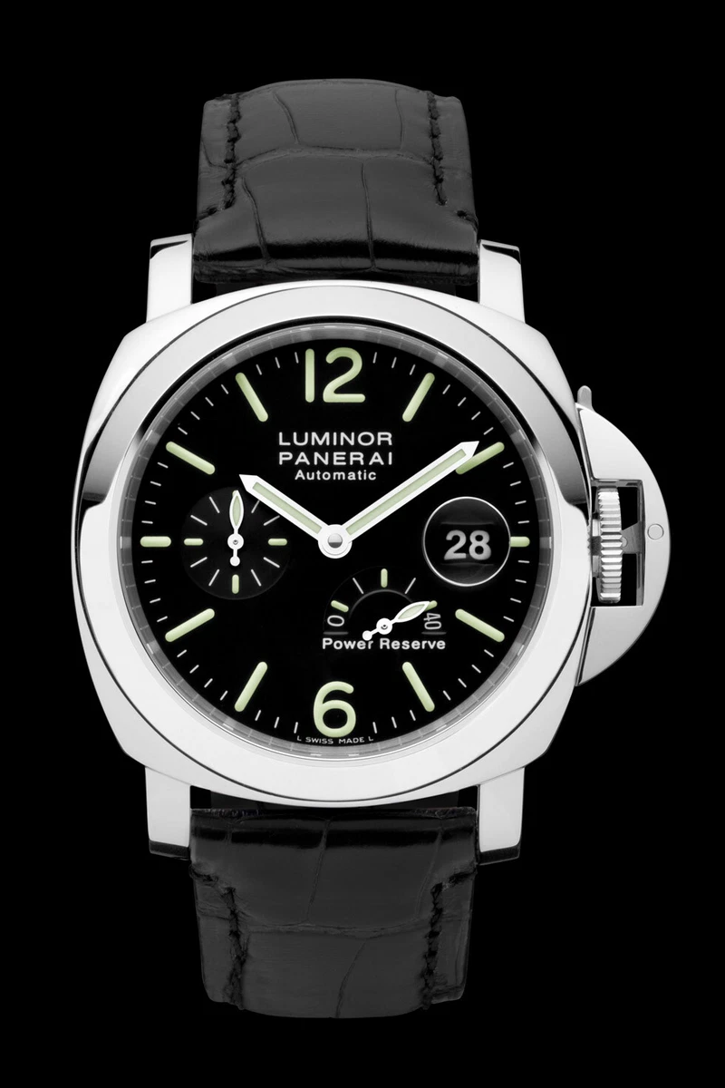 Panerai PAM 90 Luminor Power Reserve Automatic Acciaio 44mm SS on Croc Strap