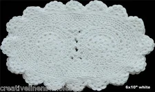 6PCS 6x10" OVAL White Cotton Fine Crochet Lace Doily Handmade 2104