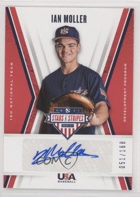 2019 Panini USA Baseball Stars & Stripes 51/168 Ian Moller #16U-IM Auto uk2