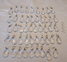 Lot of 49 Vintage Crystal Chandelier Prisms Teardrop Faceted Drops