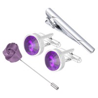 ManschettenknöPfe & Krawattenclip Set Mit Geschenkbox FüR Purple Series