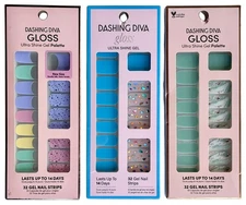 Lot of 3 Dashing Diva Gloss Ultra Shine Gel Nail Strips Spring & Easter