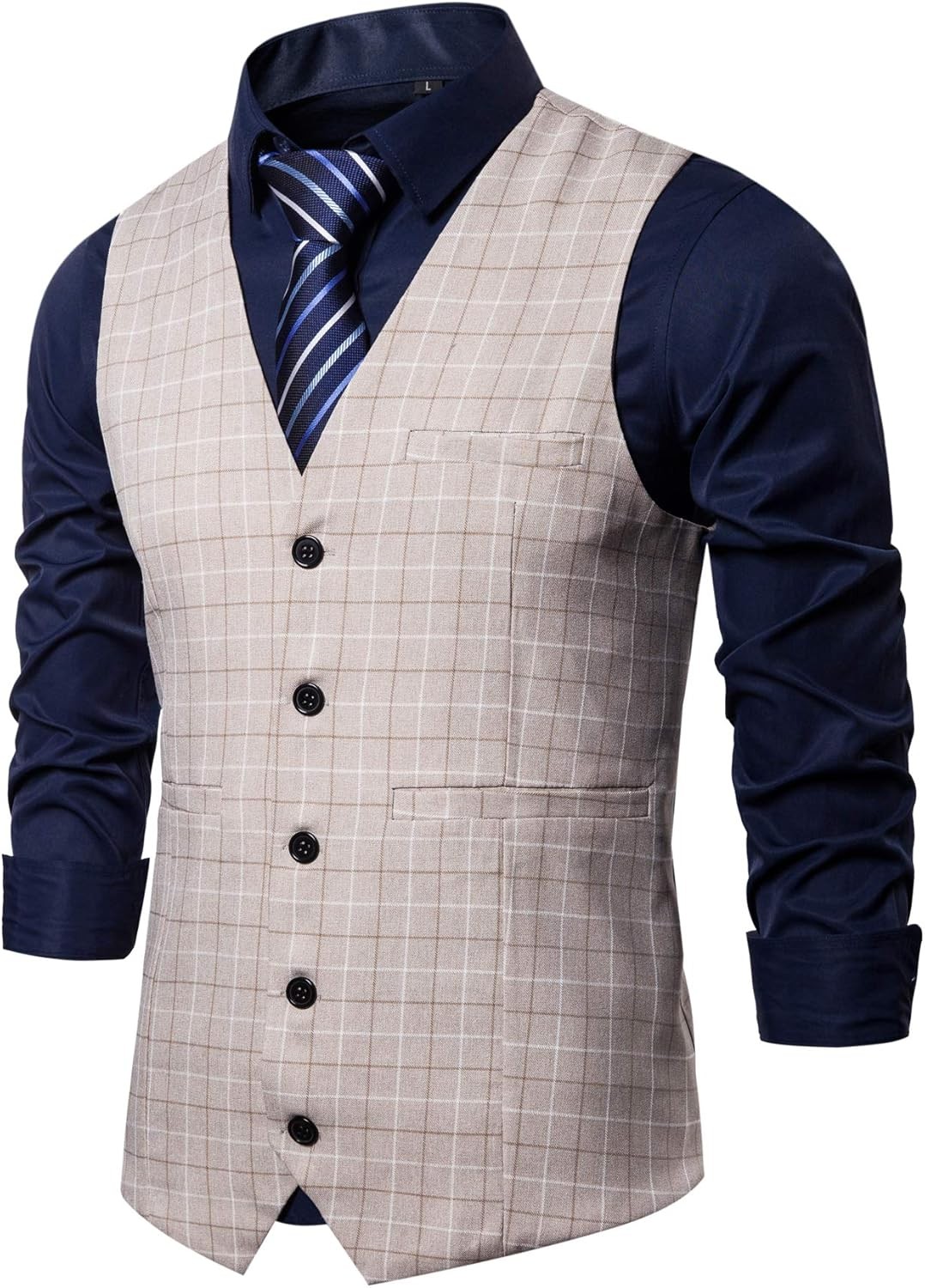Mens 5 Button Formal Vest Regular Fit Waistcoat for Business