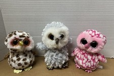 Ty Beanie Boos Owl Plush Lot 6" Glitter Eyes, Pinky, Owlette, Whoolie W/Tag