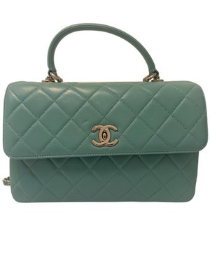CHANEL Turquoise Lambskin Quilted Small Trendy CC Dual Handle Flap Bag