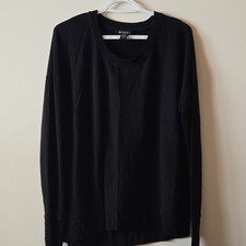 Athleta Black Knit Pullover Sweater Women's M Long Sleeve Crew Neck Lightweight