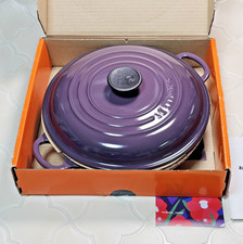 Le Creuset Cast Iron Braiser 26cm 2.25Qt Cassis Purple Shallow Casserole W/Box