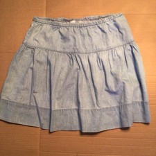 Old Navy Retro Vintage Chambray Jean Skirt Tiered Elastic Waist Sz XSmall