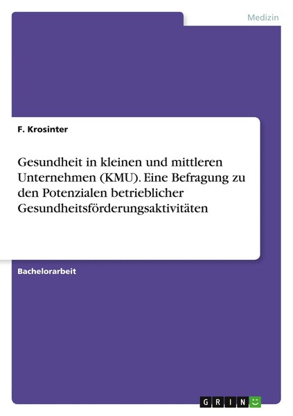 F. Krosinter | Gesundheit In Kleinen Und Mittleren Unternehmen (Kmu). Eine...-image