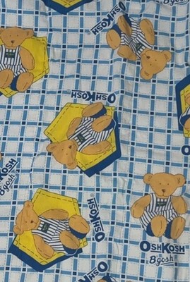 Vintage OshKosh B'gosh Teddy Bear Child / Toddler Sleeping Bag Blanket Comforter
