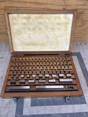 MG, Grade B Inspection, 81  piece Gage Block Set No. 44538 in wooden storage box