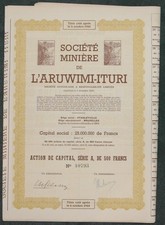 Lot 10 X Societe Miniere de L'Aruwimi-Ituri Societe Congolaise