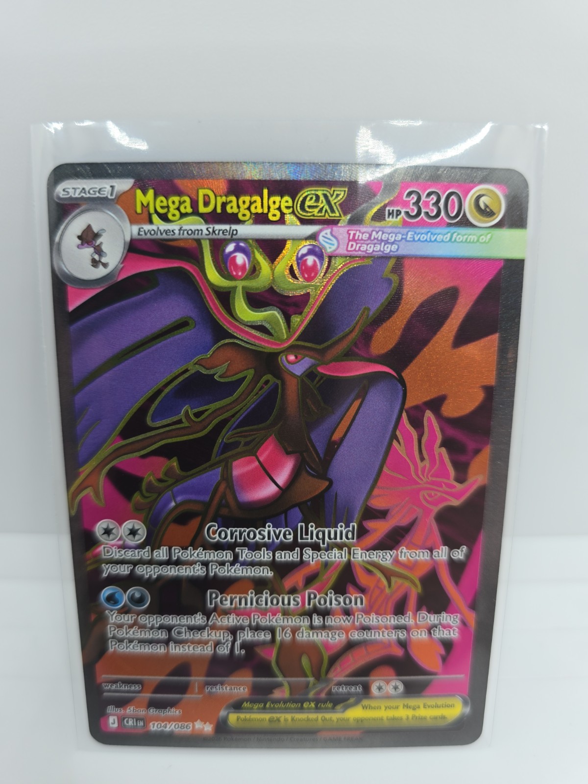 Mega Dragalge ex 104/086 Me04: Chaos Rising Holo Pokemon TCG