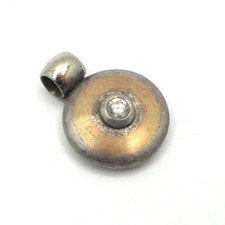 Excellent Designer Pendant 925 Silver Round White Colour Stone Partially Gold Plated Vintage