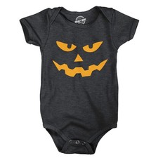 Triangle Nose Pumpkin Face Baby Bodysuit Funny Sarcastic Halloween Graphic