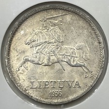 1936 Lithuania 10 Ten Litu Silver Coin - Extremely Fine - Vytautas | Old Litas