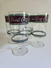 Coca Cola Vintage S Glass Lot x 6 Frosted Stained Glass Look Excellent Condition