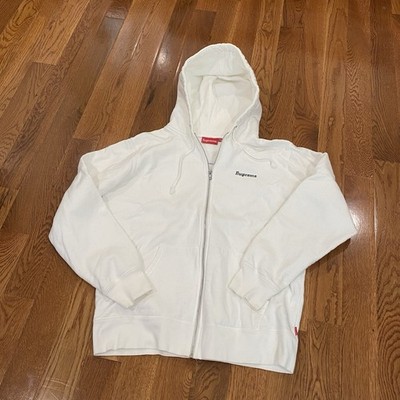 Supreme SS17 666 Zip Up Sweat Hoodie White Red Size Large