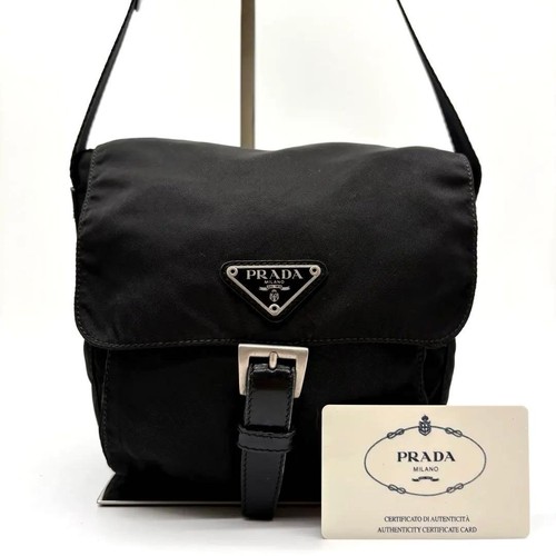 Excellent Condition PRADA Triangle Logo Nylon Mini Shoulder Bag Sacoche From Jap