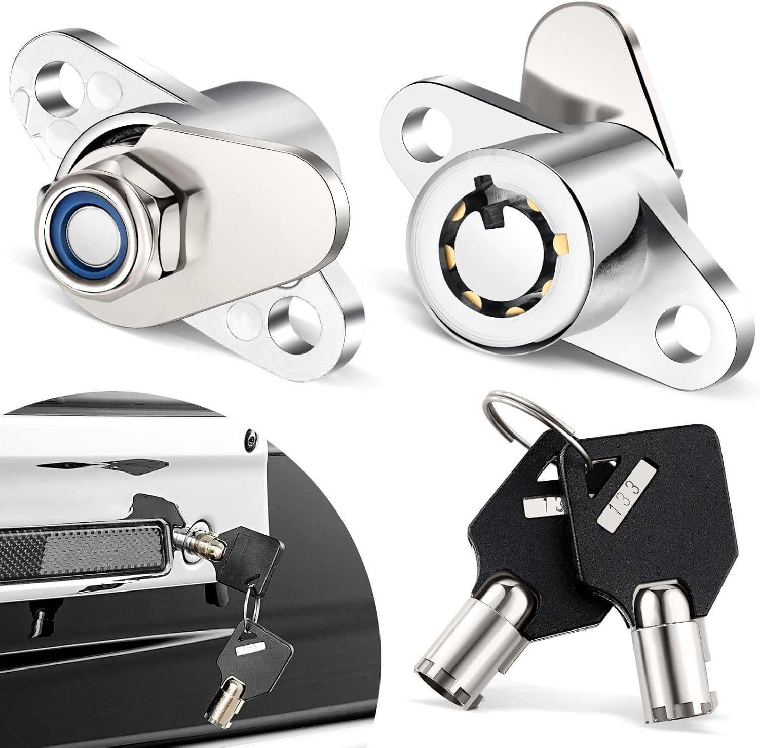 2 Keys Saddlebag Lock Set Hard Saddle Bag Hardware Compatible for Touring Street