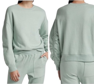 Rails Sweatshirt Women Large Light Seafoam Green Hilda Gathered Sleeve Cropped