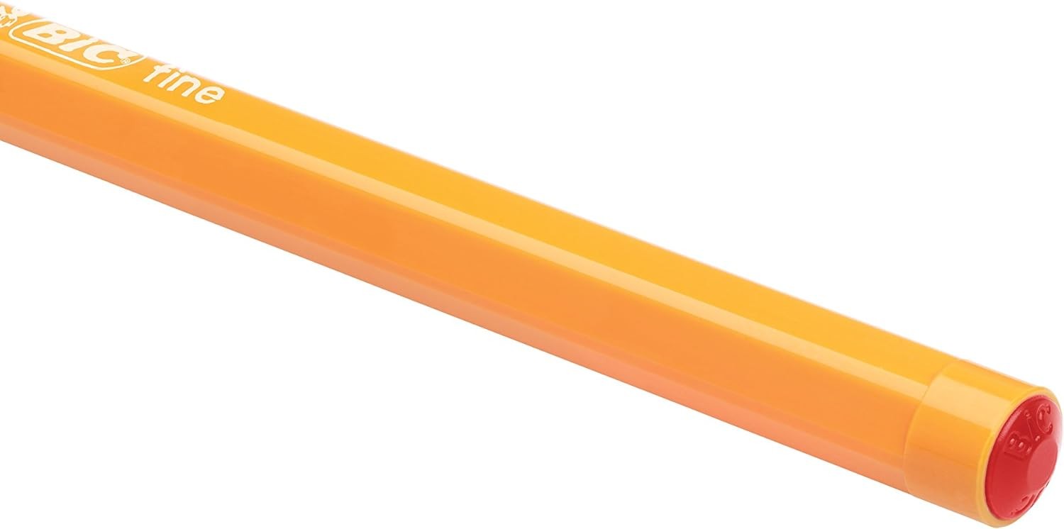 BIC Orange Fine Ballpoint Pens, Fine Point (0.8 mm), Red Ink, Box of 20 - Writin