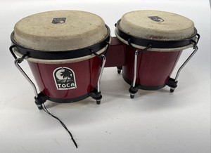 Toca Synergy Wood Bongos 6" & 6-3/4" Rio Red - Very Good Sound & Condition!