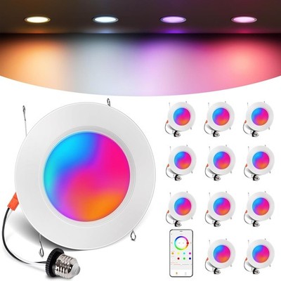 6 Inch Smart RGBCW Recessed Light 13W 12 Pack Alexa