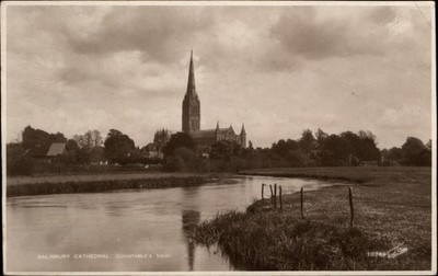 RPPC Salisbury Cathedral Constable view vintage postcard b659