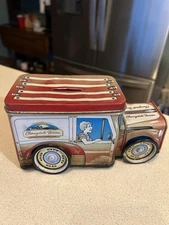 Vintage Cherrydale Farms Tin Delivery Truck Coin Bank