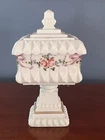 VINTAGE WESTMORELAND MILK GLASS COVERED WEDDING BOWL BOX HP ROSES & BOWS #32