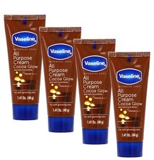 Vaseline All Purpose Cream Cocoa Glow, with Pure Cocoa Butter, 4-Pack, 1.41 FL O