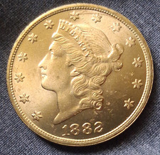 1882 Liberty Head $20 Double Eagle Gold Coin Carson City KM#102