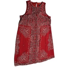Chaps Red Paisley Dress Women’s Size 4 Swing Shift Sleeveless Knee Length Boho