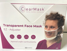 Lot of 24 Non-Medical Transparent Face Mask W/ EZ Adjuster Anti-Fog USA Made