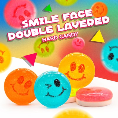 Smiley Face Hard Candy 1 lb 150 Count Assorted Fruit Flavors Party