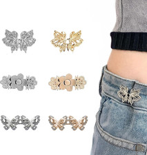 6 Sets Pant Waist Tightener Butterfly Buttons Pins for Loose Jeans, Reusable Cin