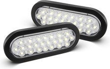 6 Inch Oval White LED Trailer Tail Lights 24 LED Reverse Backup Lights 2PC