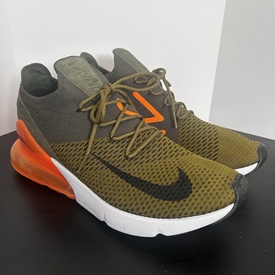 Nike Air Max 270 Flyknit Olive Flak Orange Shoes Men display picture 1