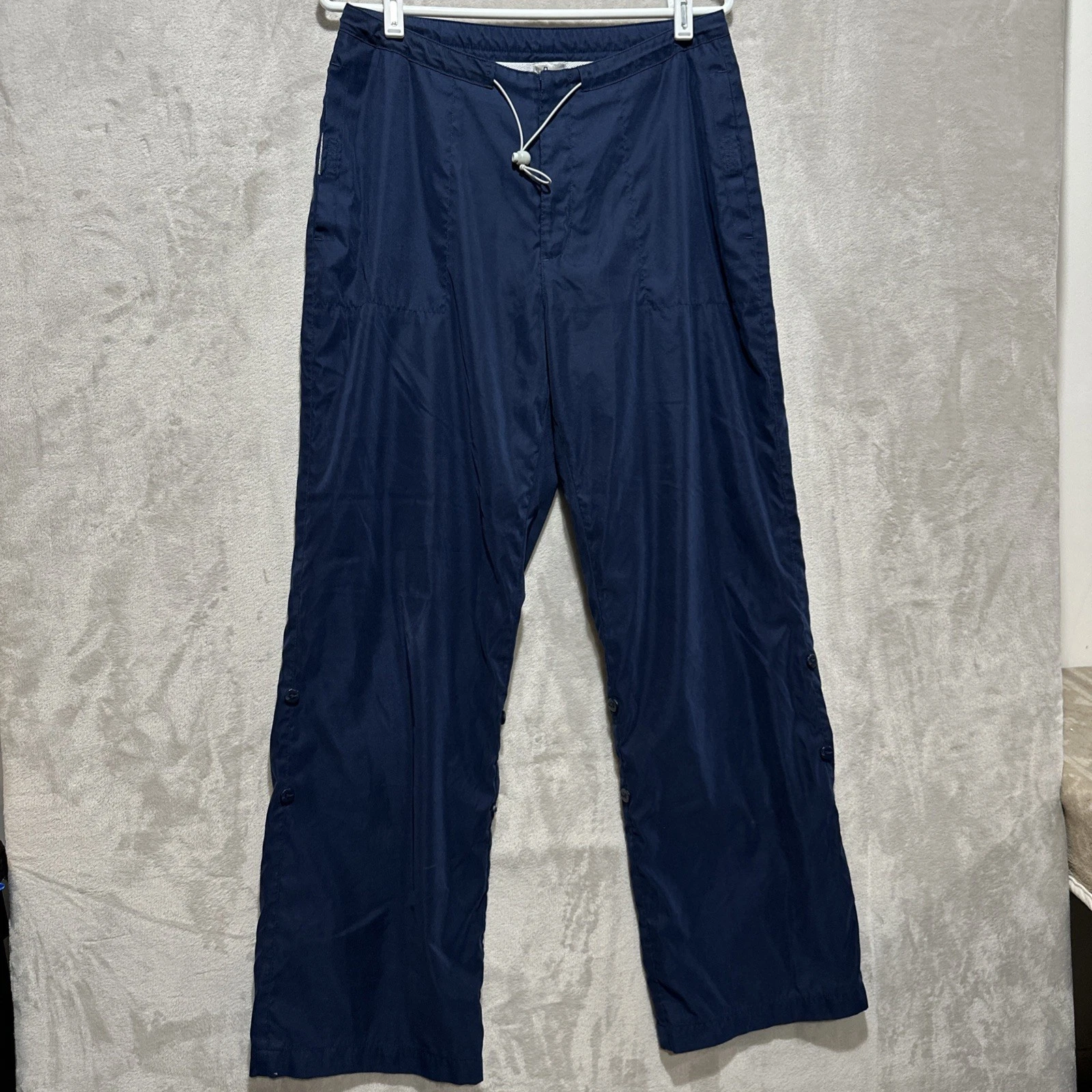 Vintage Y2K Nike Parachute Baggy Wide Leg Pants Women's Size M (8-10) Blue Logo