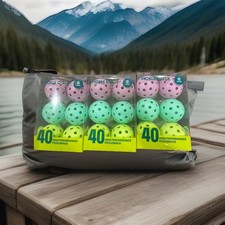 Pickleball Balls 18 Durable 40 HOLE Outdoor PICKLE O JOE: Purple Blue Green