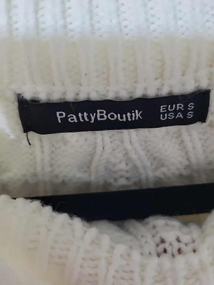 Suéter PATTY BOUTIK pequeno marfim malha cabo manga longa corte lisonjeiro - Imagem 2 de 4